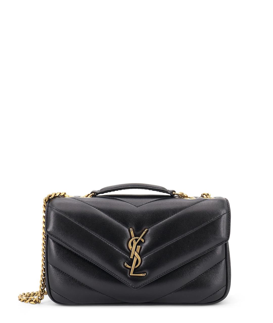 SAINT LAURENT Черная кожаная сумка через плечо, фото 1