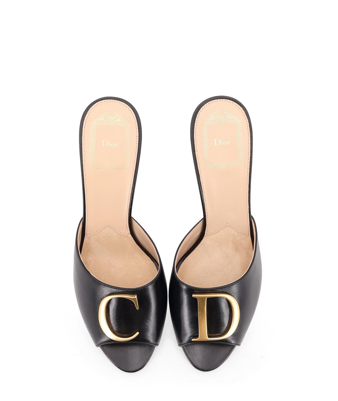 CHRISTIAN DIOR Черные кожаные мюли, фото 4