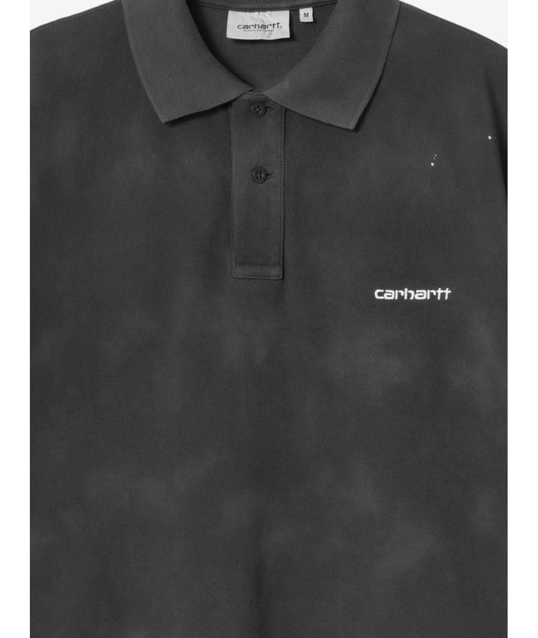 CARHARTT WIP Черное хлопковое поло с коротким рукавом, фото 3