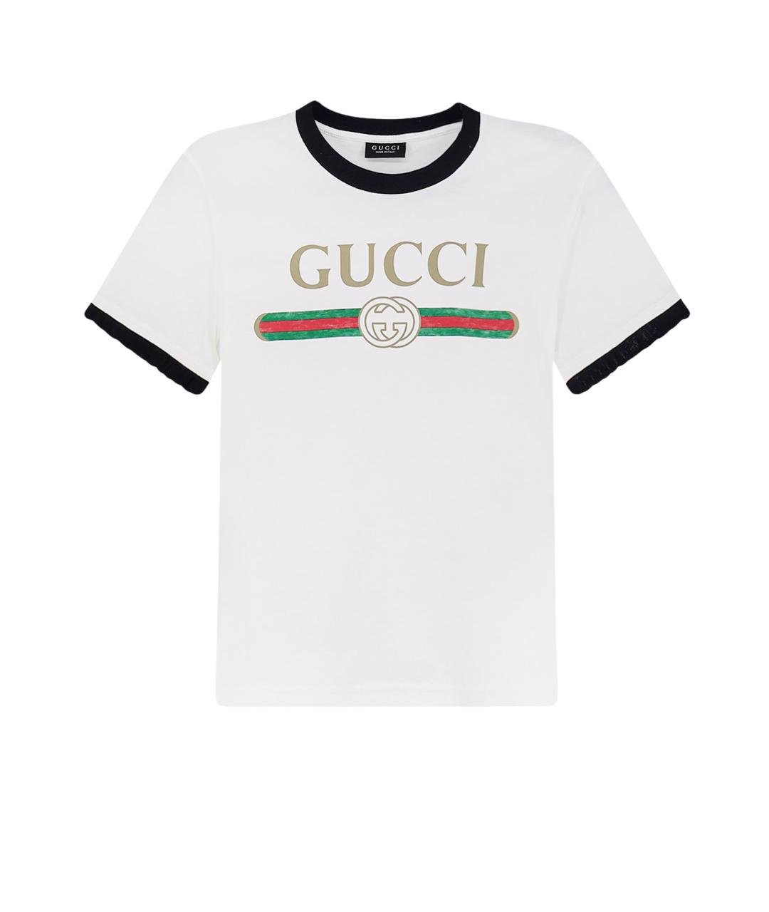 GUCCI Белая хлопковая футболка, фото 1
