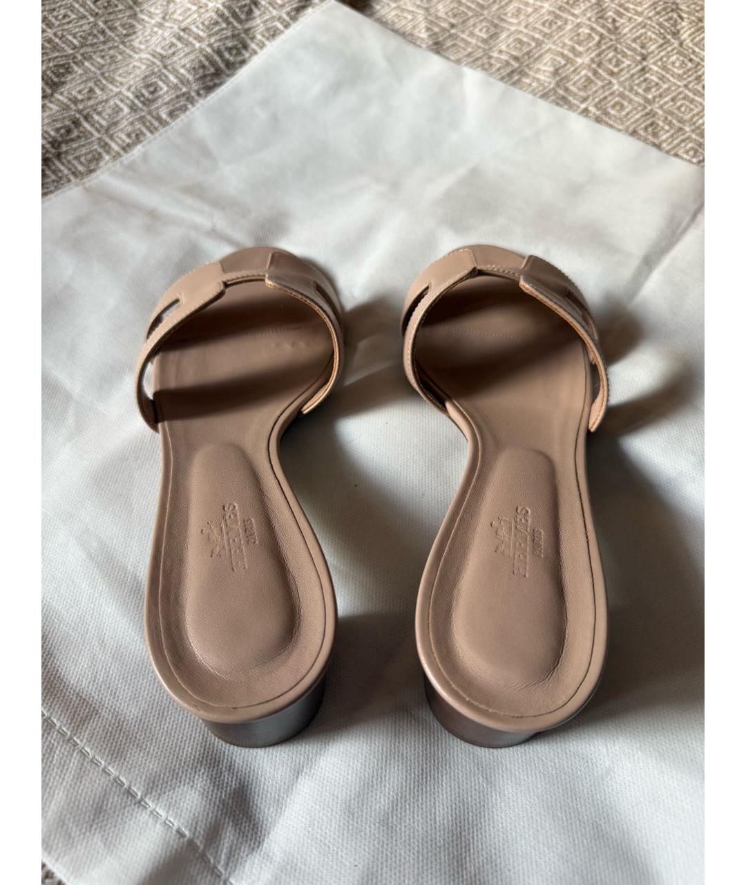 HERMES Розовые кожаные босоножки, фото 8