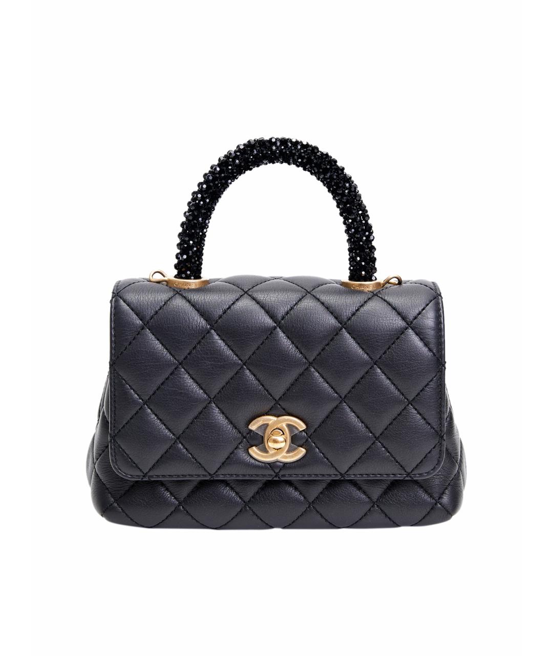 CHANEL Черная кожаная сумка с короткими ручками, фото 1