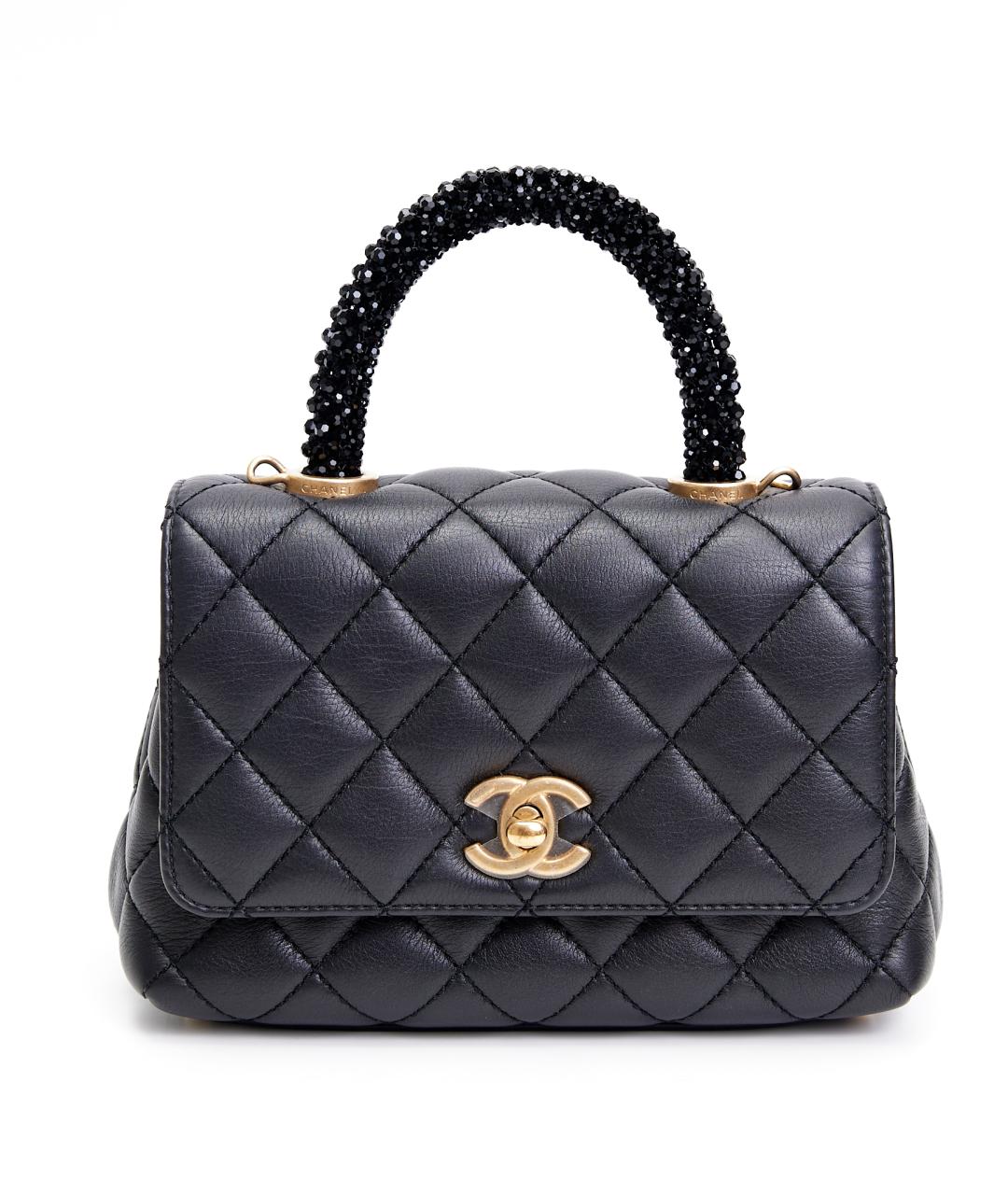 CHANEL Черная кожаная сумка с короткими ручками, фото 8