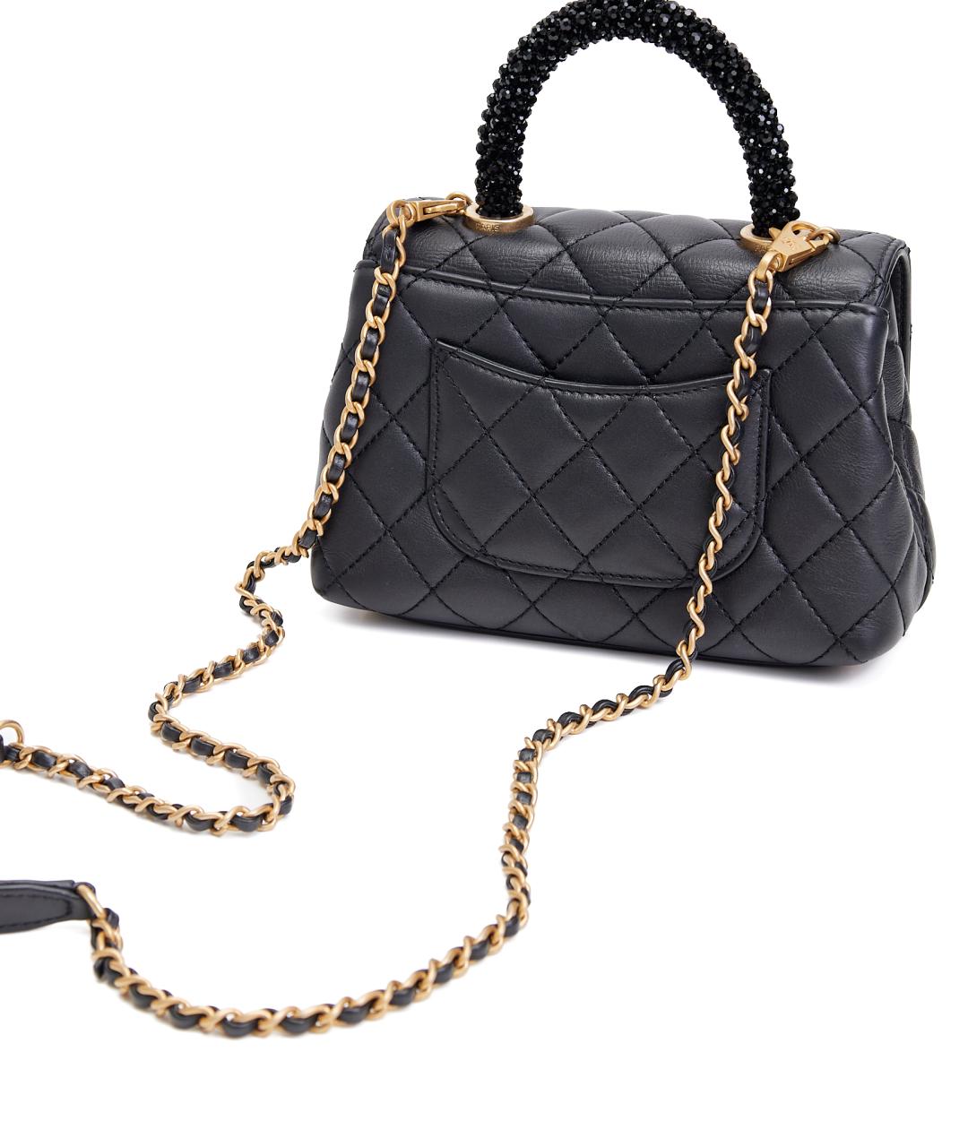 CHANEL Черная кожаная сумка с короткими ручками, фото 4