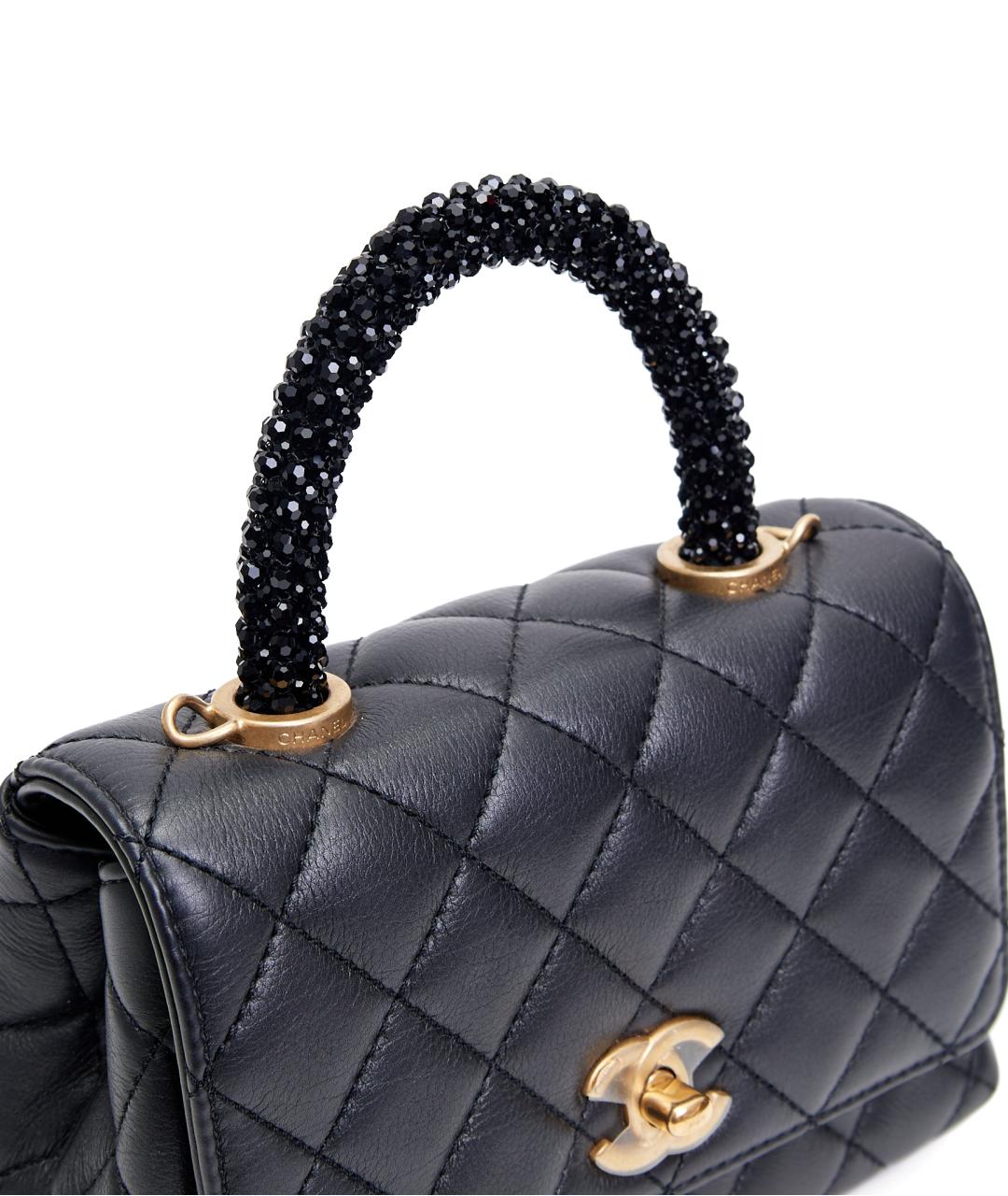 CHANEL Черная кожаная сумка с короткими ручками, фото 5