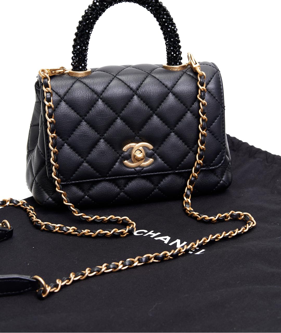 CHANEL Черная кожаная сумка с короткими ручками, фото 7