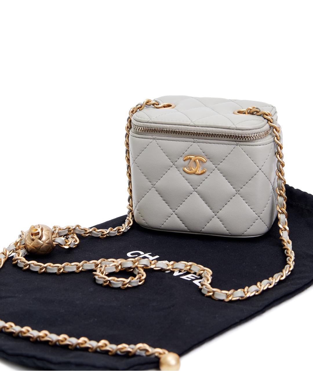 CHANEL Серая кожаная сумка через плечо, фото 6