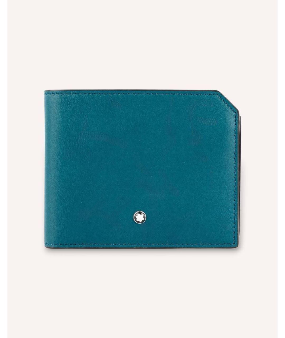MONTBLANC Бирюзовый кожаный кошелек, фото 4