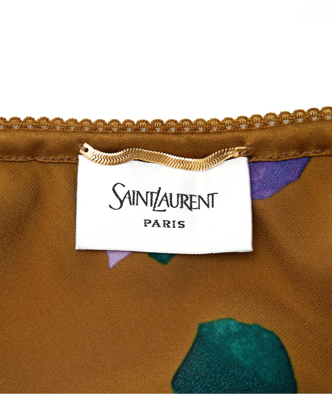 SAINT LAURENT Горчичная шелковая юбка миди, фото 3