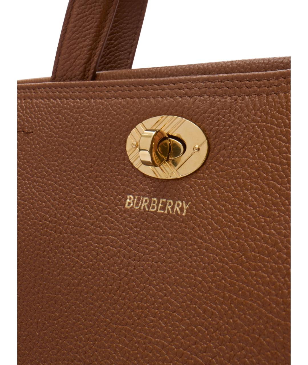 BURBERRY Коричневая кожаная сумка с короткими ручками, фото 6