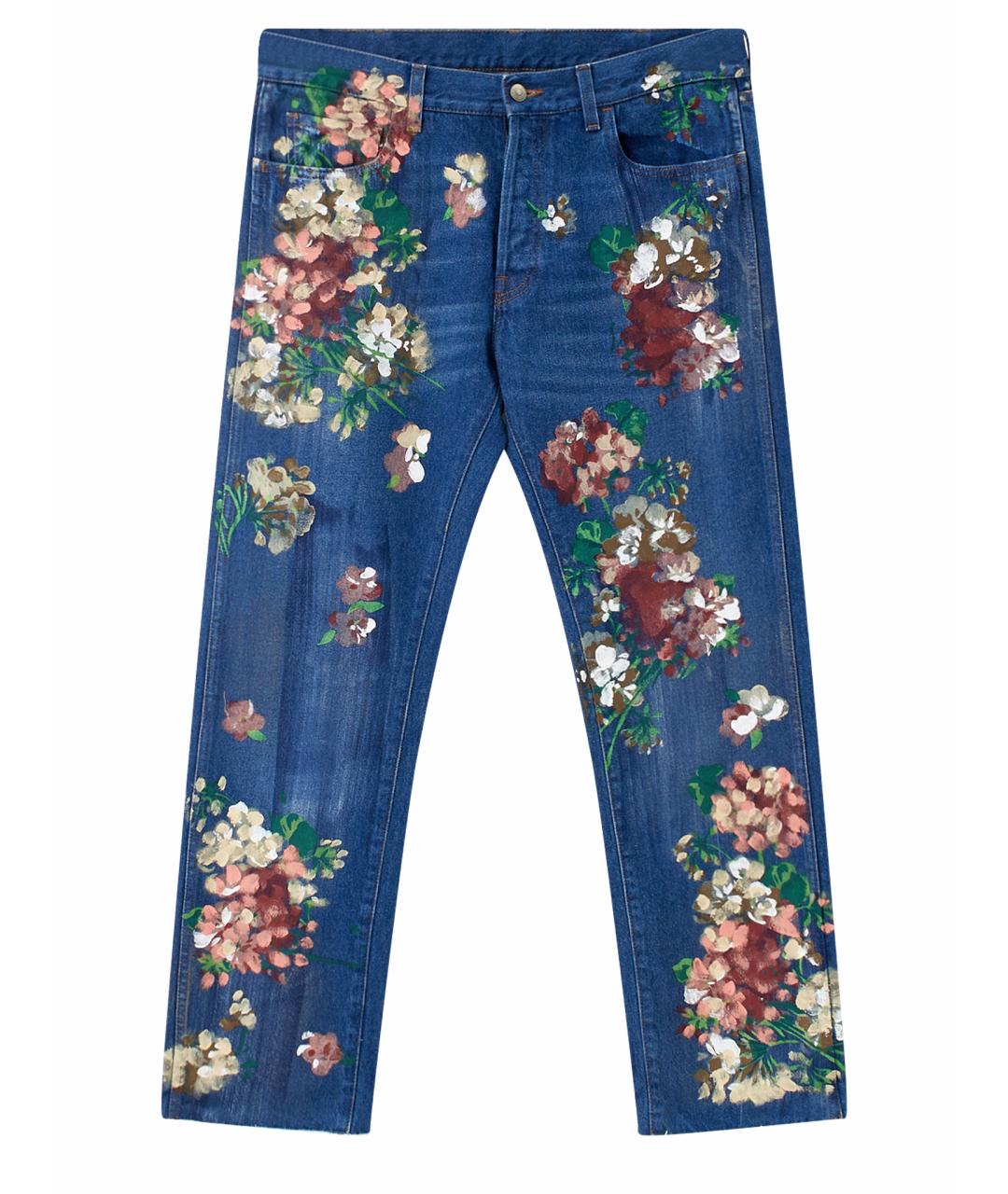 GUCCI Синие хлопковые прямые джинсы, фото 1