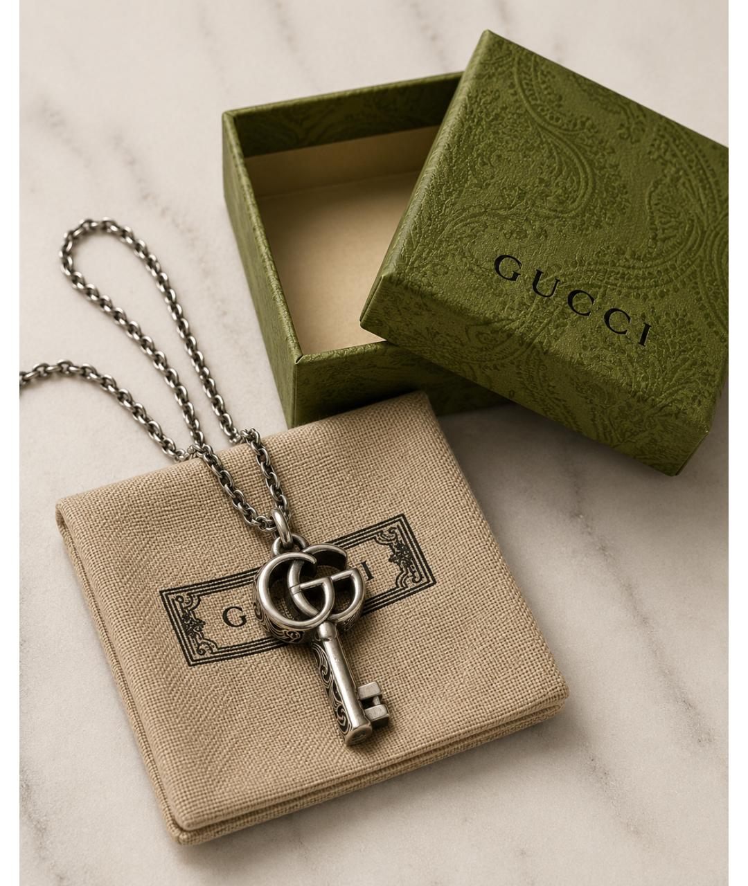 GUCCI Серебряное серебряное колье, фото 3