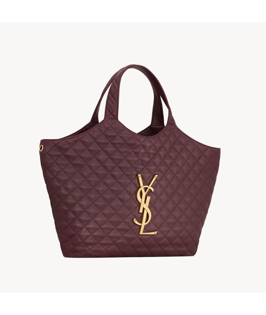 SAINT LAURENT Бордовая кожаная сумка тоут, фото 8
