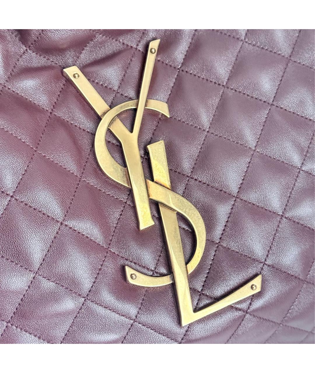 SAINT LAURENT Бордовая кожаная сумка тоут, фото 4