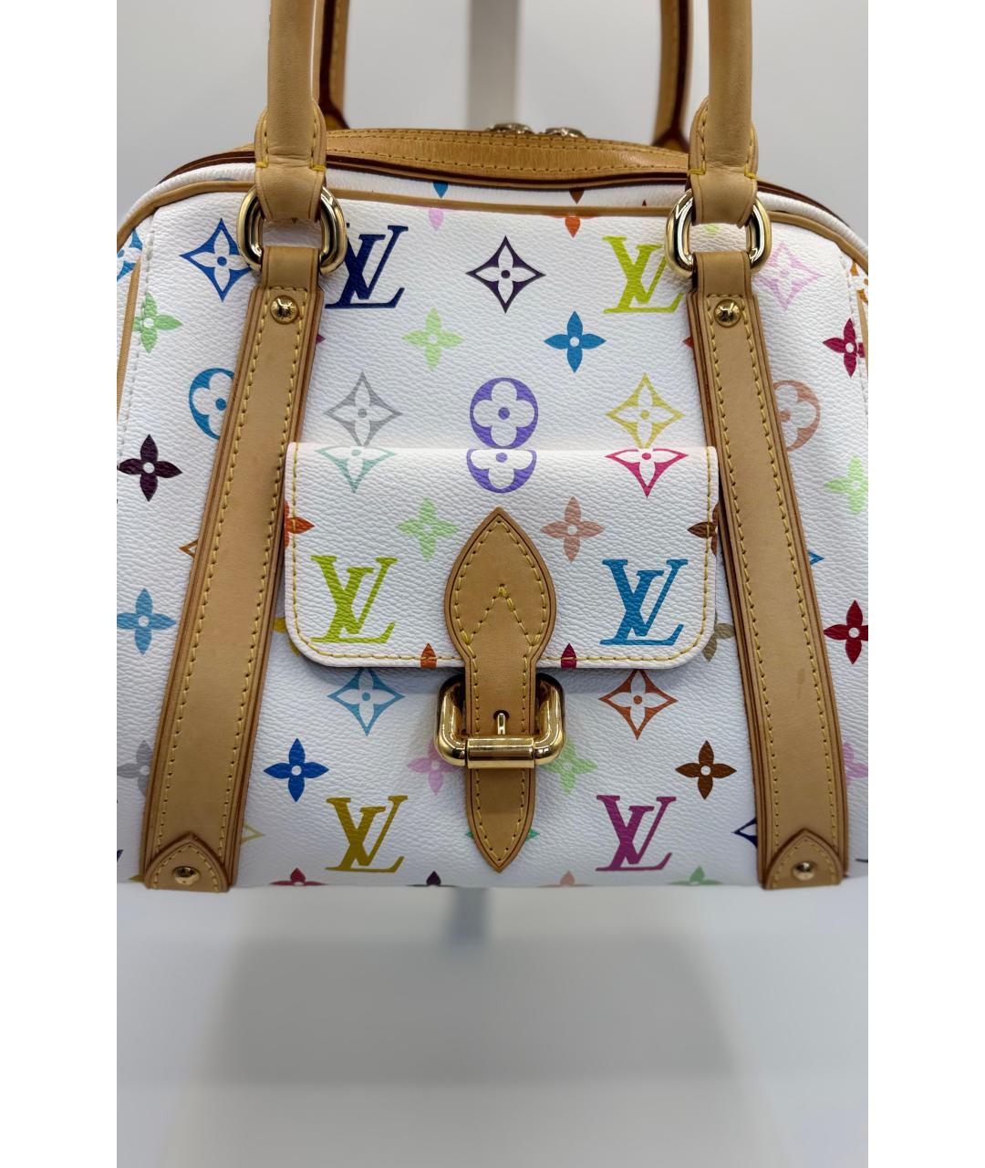 LOUIS VUITTON Белая канва сумка с короткими ручками, фото 2