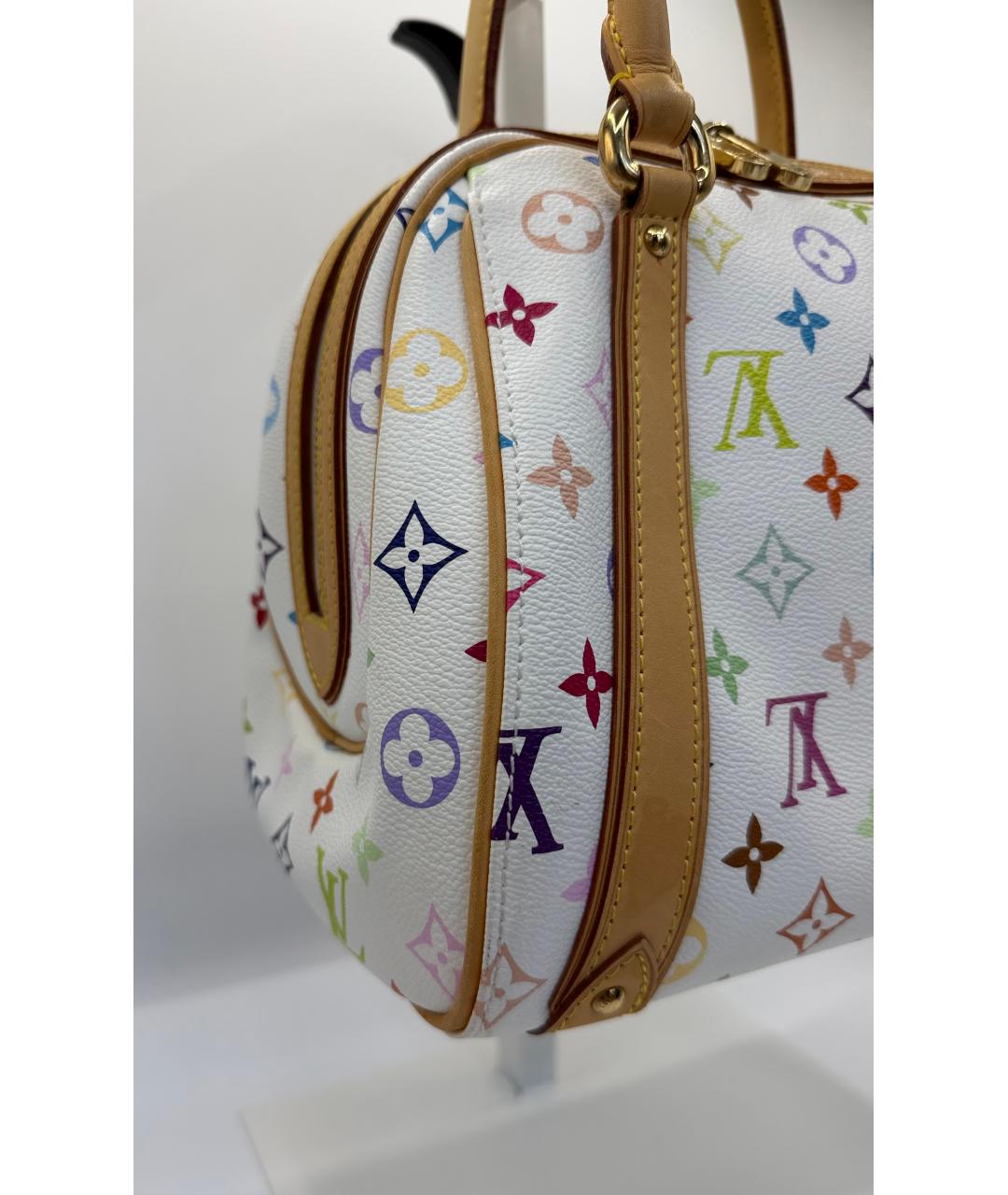 LOUIS VUITTON Белая канва сумка с короткими ручками, фото 4