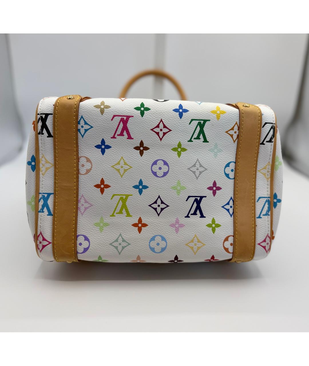 LOUIS VUITTON Белая канва сумка с короткими ручками, фото 6