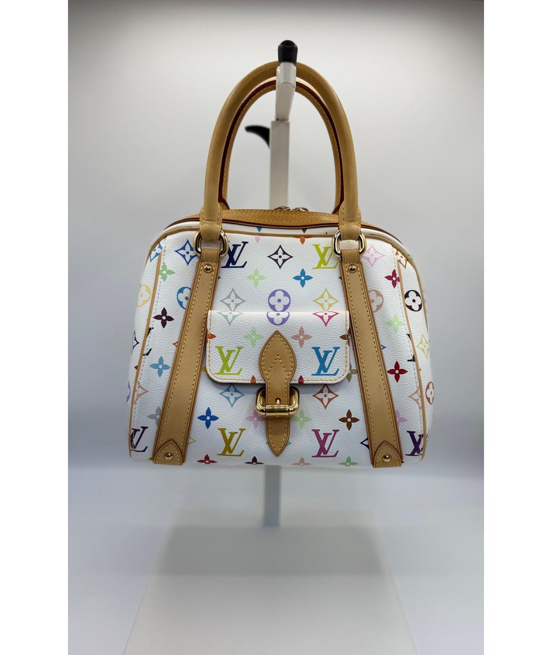 LOUIS VUITTON Белая канва сумка с короткими ручками, фото 10
