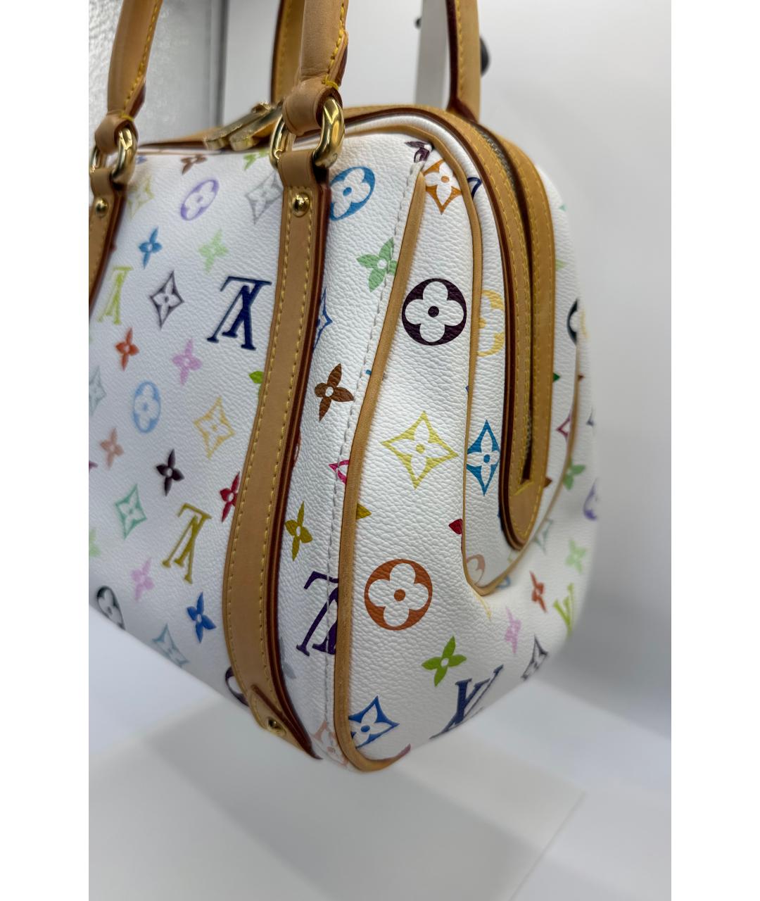 LOUIS VUITTON Белая канва сумка с короткими ручками, фото 5