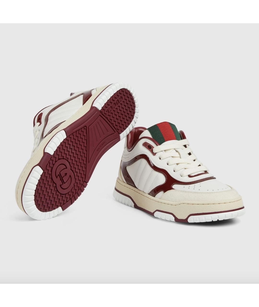 GUCCI Белые кожаные кроссовки, фото 3