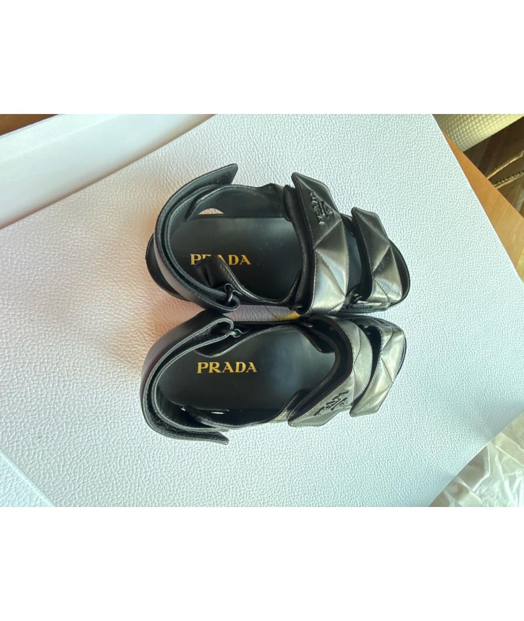 PRADA Черные кожаные сандалии, фото 3