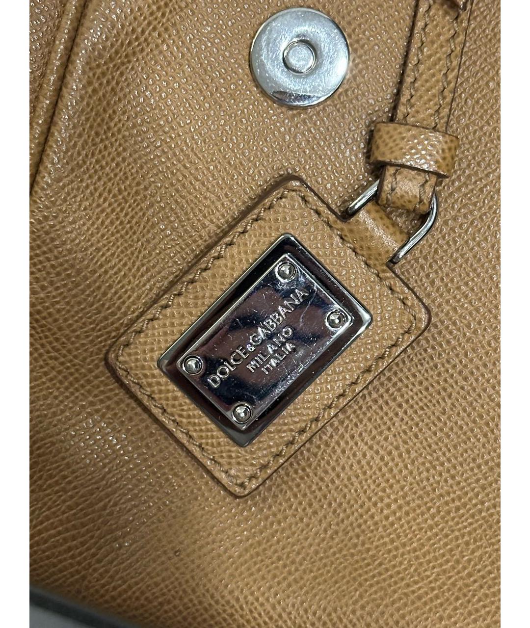 DOLCE&GABBANA Горчичная кожаная сумка с короткими ручками, фото 8