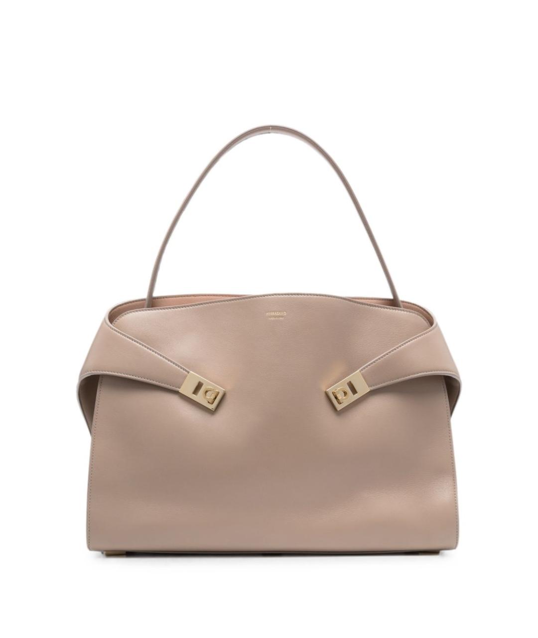 FERRAGAMO Серая кожаная сумка тоут, фото 1