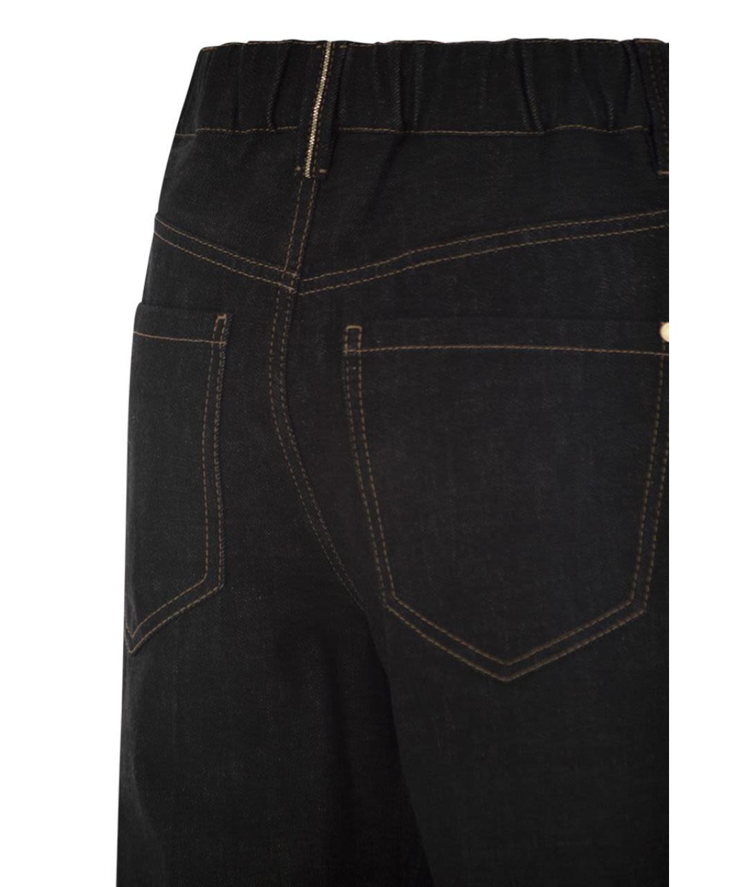 BRUNELLO CUCINELLI Черные хлопковые прямые джинсы, фото 4