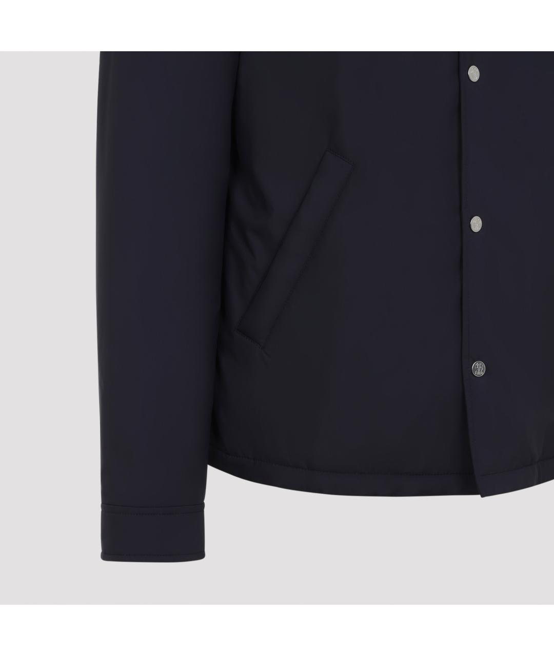 BRUNELLO CUCINELLI Темно-синяя полиэстеровая куртка, фото 5