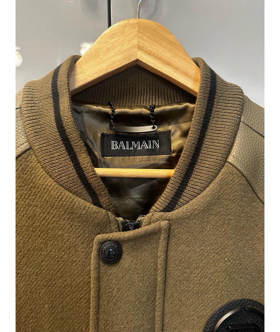 BALMAIN Хаки шерстяная куртка, фото 3