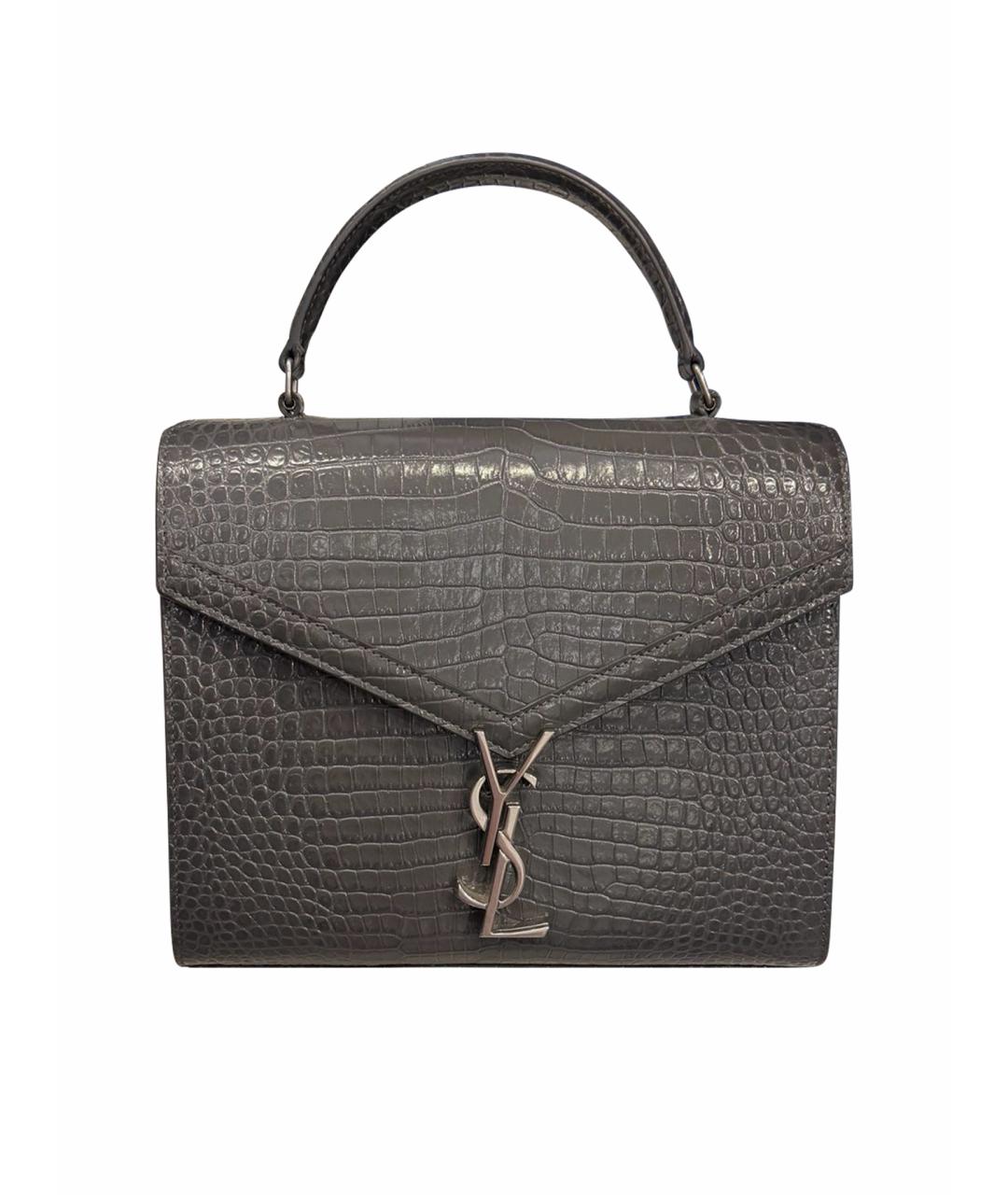 SAINT LAURENT Антрацитовая кожаная сумка с короткими ручками, фото 1