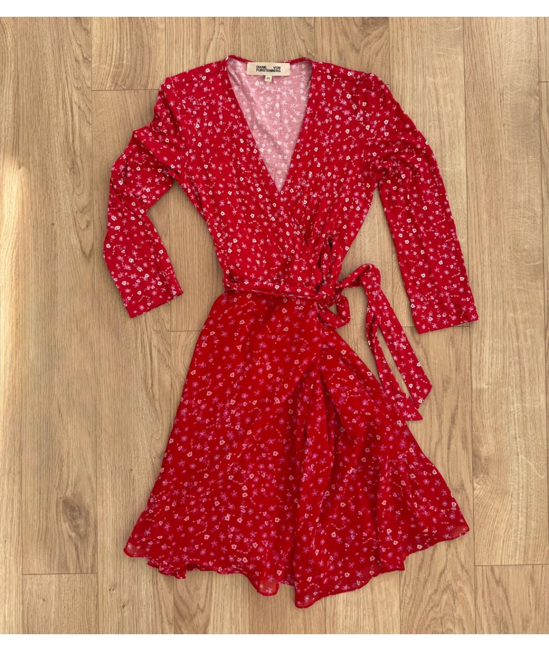 DIANE VON FURSTENBERG Красное вискозное повседневное платье, фото 8