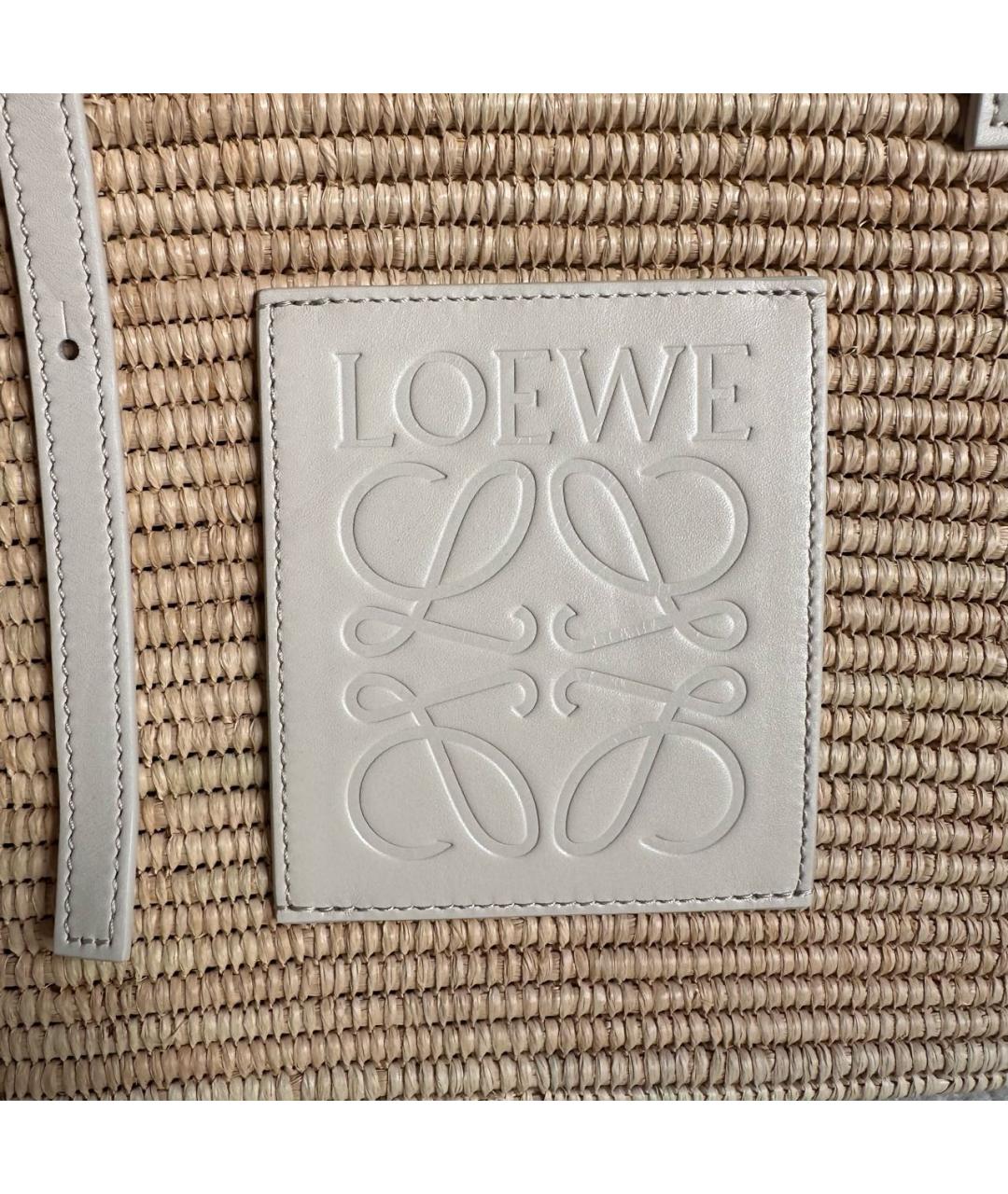 LOEWE Бежевая плетеная пляжная сумка, фото 7