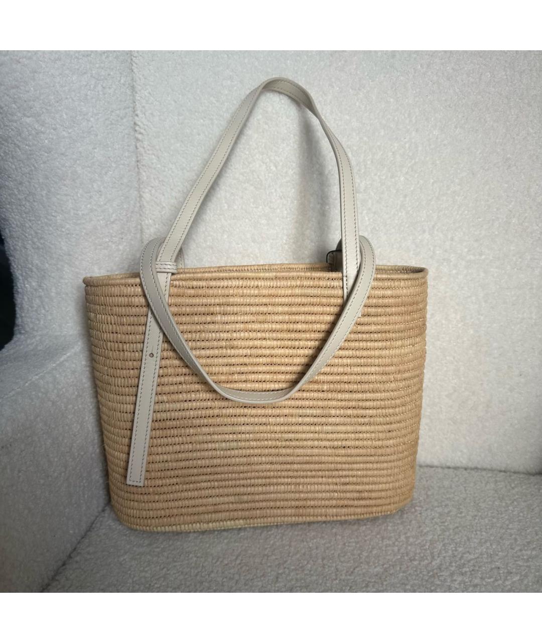 LOEWE Бежевая плетеная пляжная сумка, фото 2