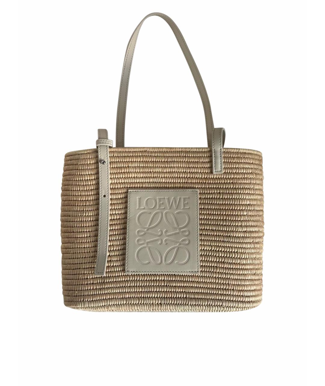 LOEWE Бежевая плетеная пляжная сумка, фото 1