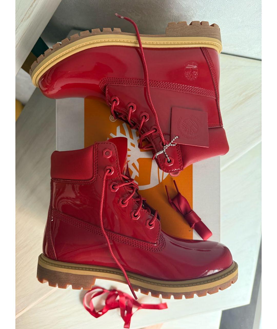 TIMBERLAND Красные ботинки из лакированной кожи, фото 7