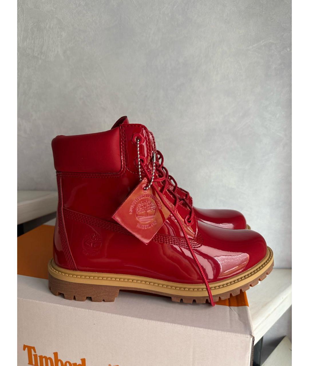 TIMBERLAND Красные ботинки из лакированной кожи, фото 2