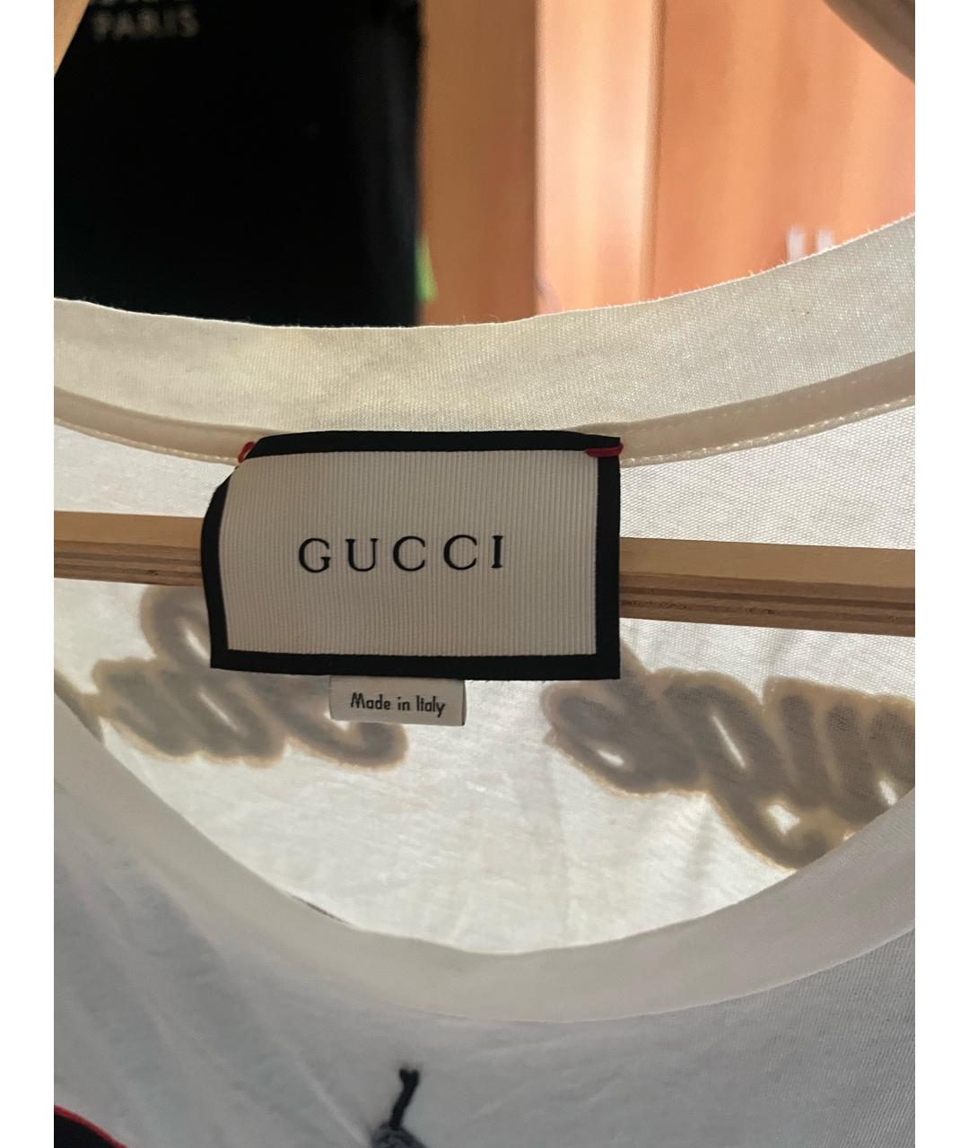 GUCCI Белая хлопковая футболка, фото 4