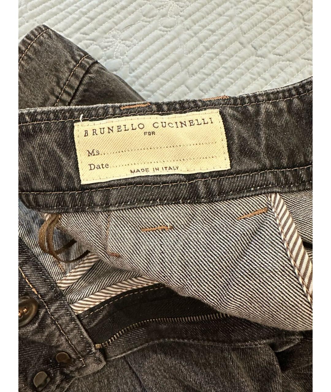 BRUNELLO CUCINELLI Антрацитовые хлопковые джинсы слим, фото 4