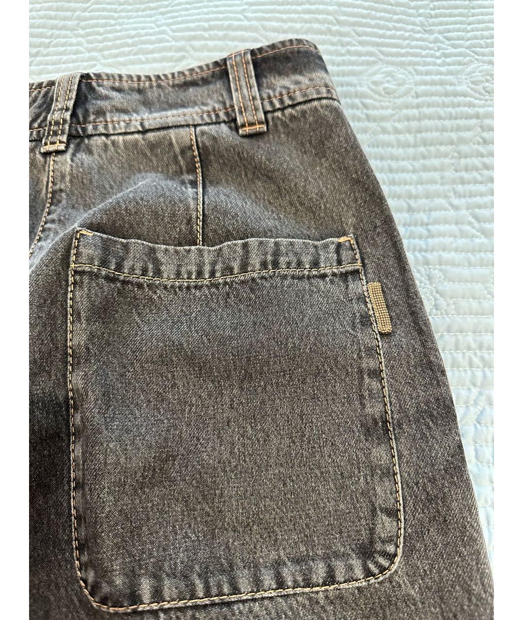 BRUNELLO CUCINELLI Антрацитовые хлопковые джинсы слим, фото 5