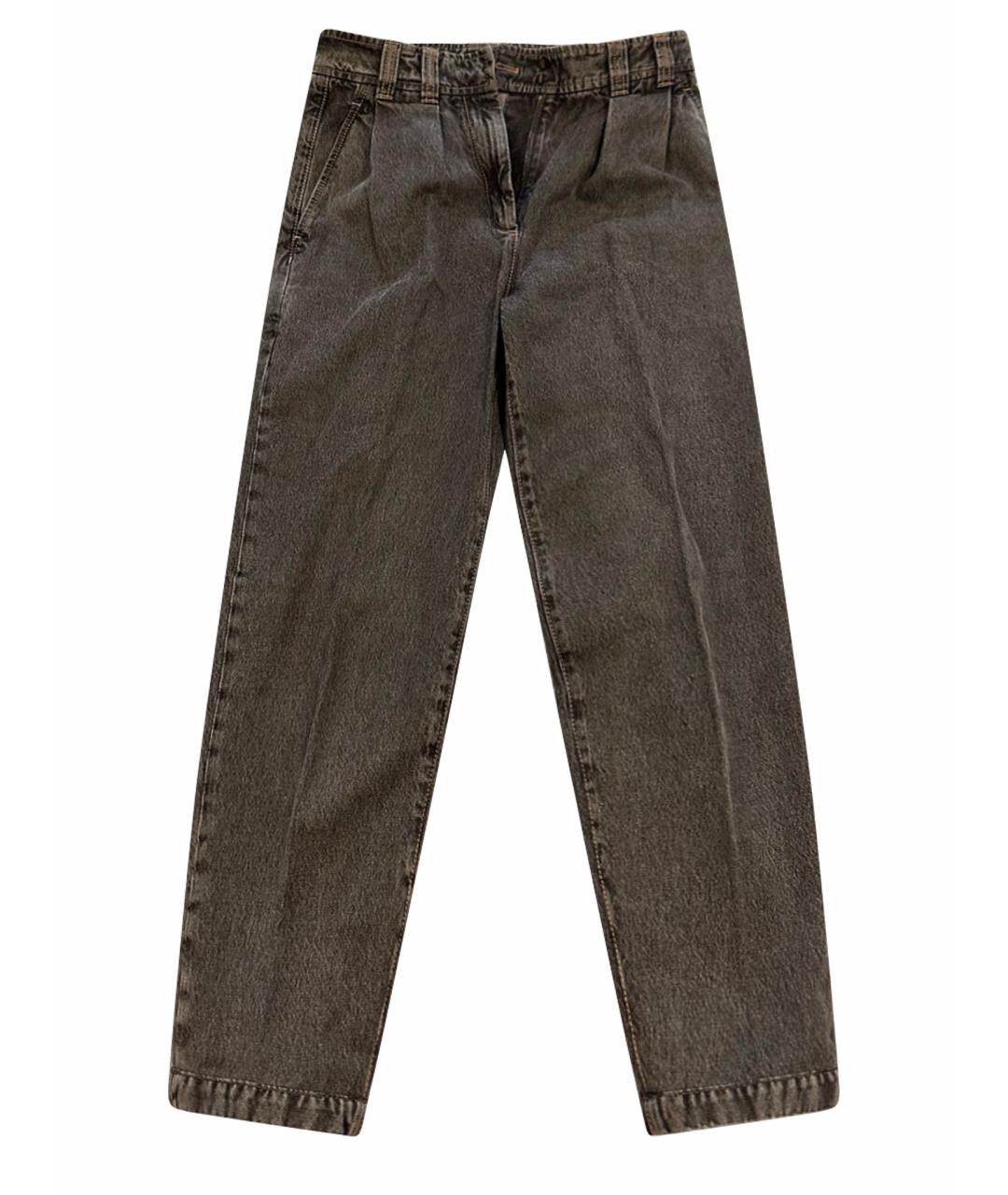BRUNELLO CUCINELLI Антрацитовые хлопковые джинсы слим, фото 1