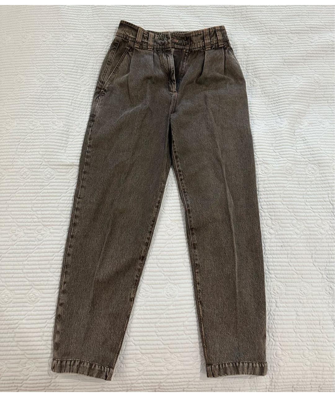BRUNELLO CUCINELLI Антрацитовые хлопковые джинсы слим, фото 9