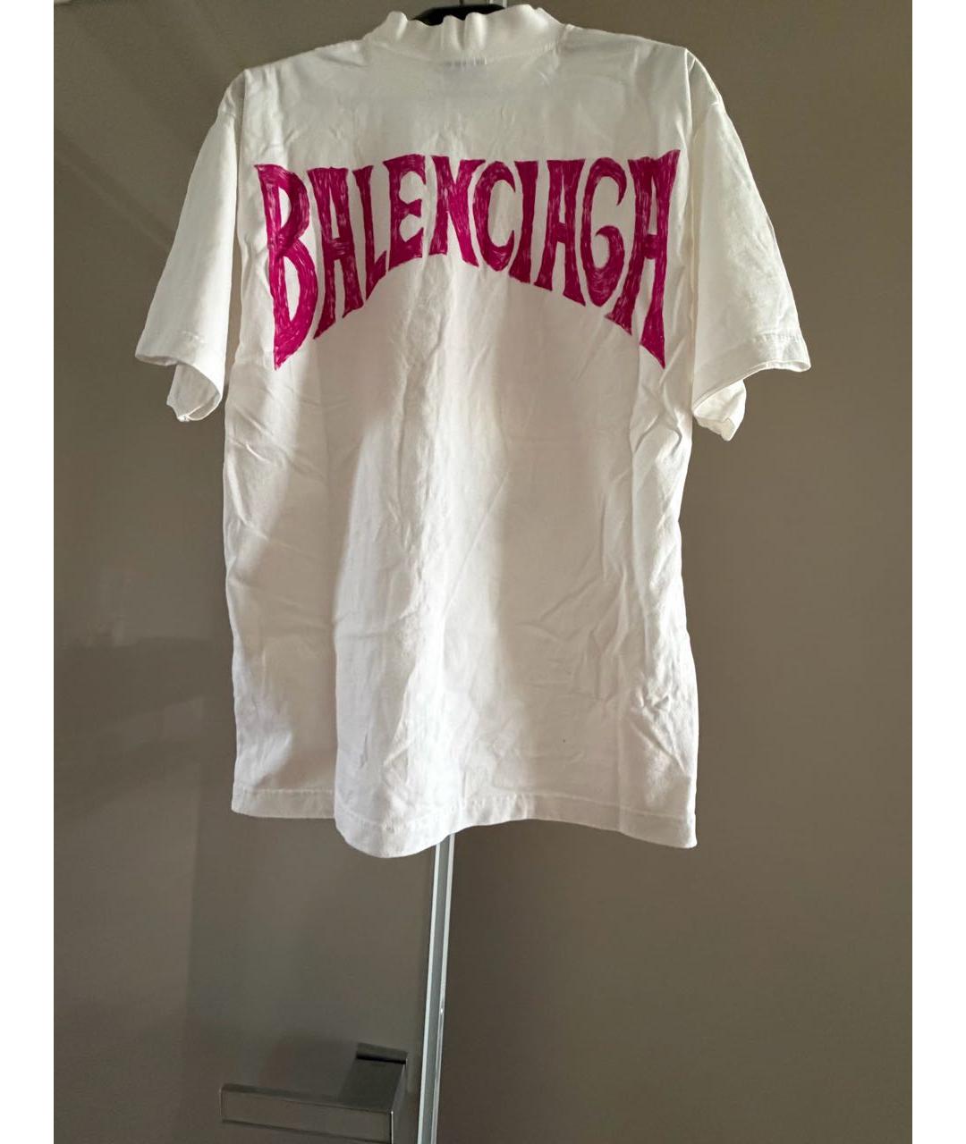 BALENCIAGA Белая хлопковая футболка, фото 6