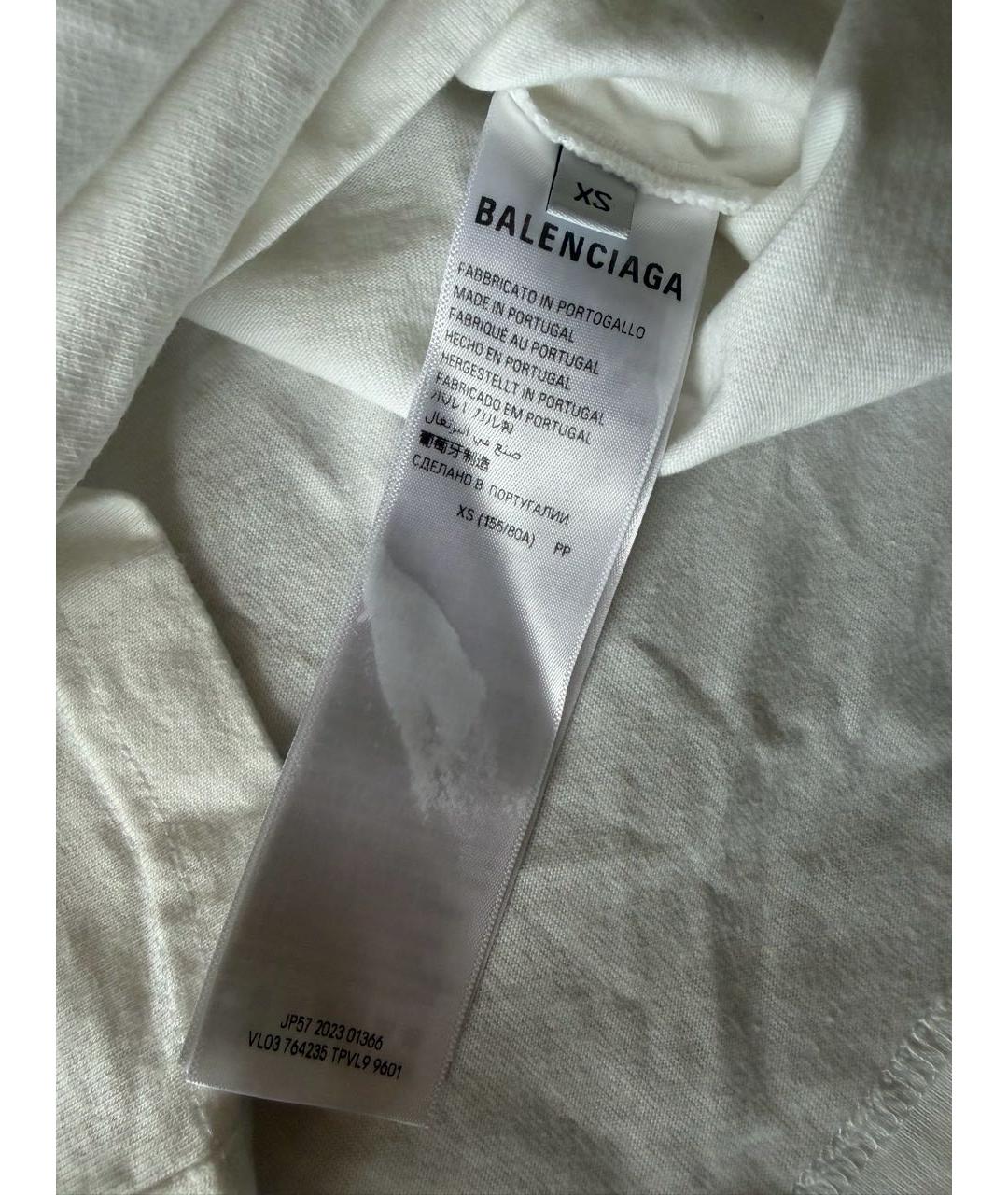 BALENCIAGA Белая хлопковая футболка, фото 4
