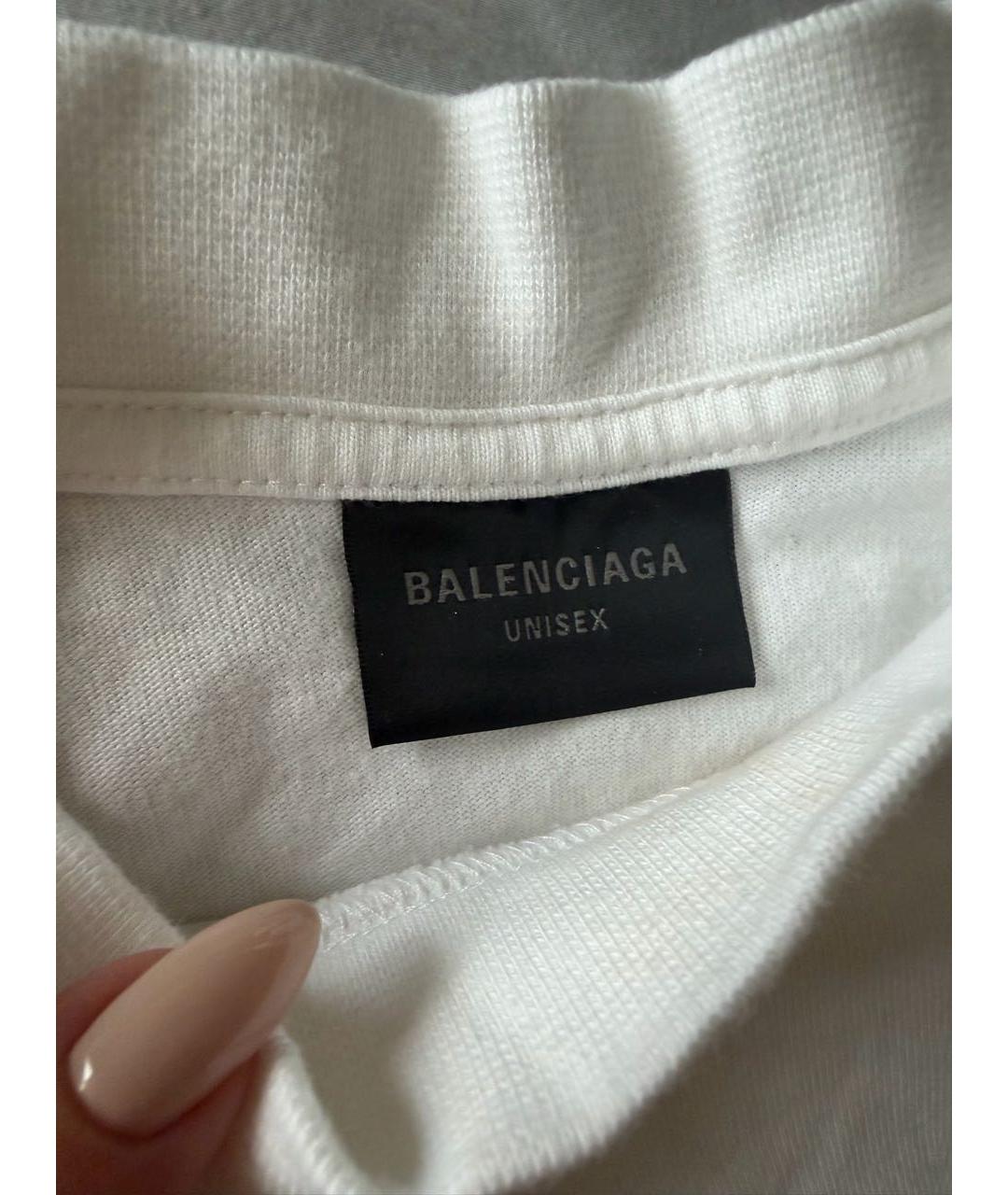 BALENCIAGA Белая хлопковая футболка, фото 3