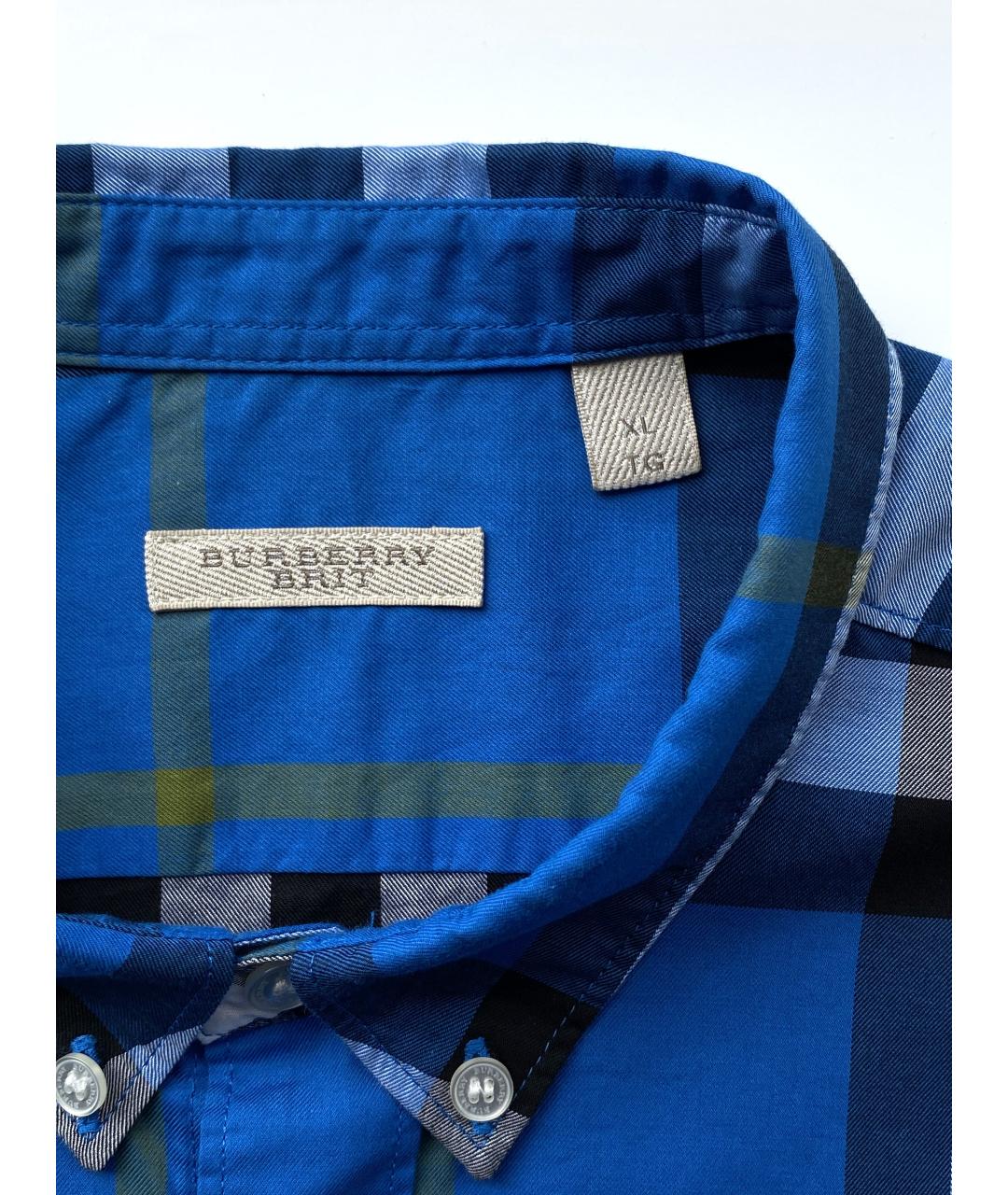 BURBERRY Синяя хлопковая кэжуал рубашка, фото 5