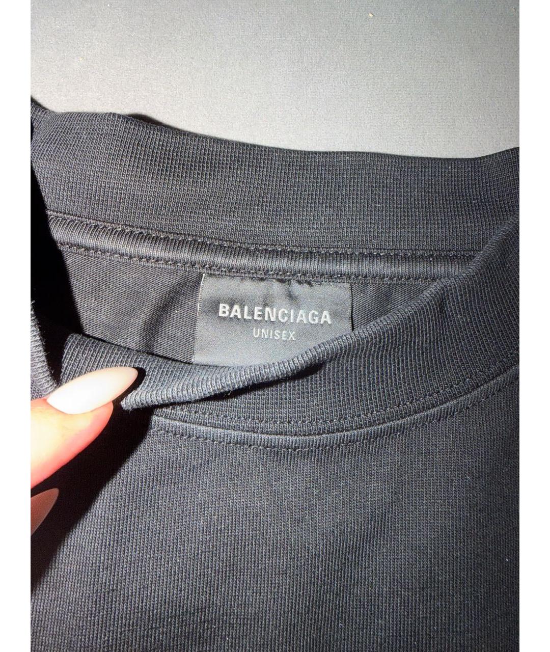 BALENCIAGA Черная хлопковая футболка, фото 3