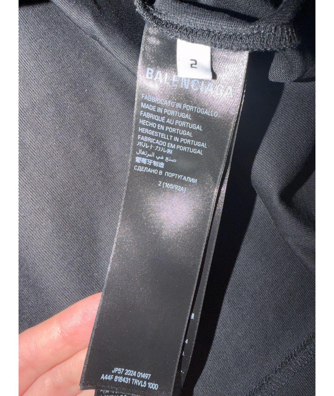 BALENCIAGA Черная хлопковая футболка, фото 5