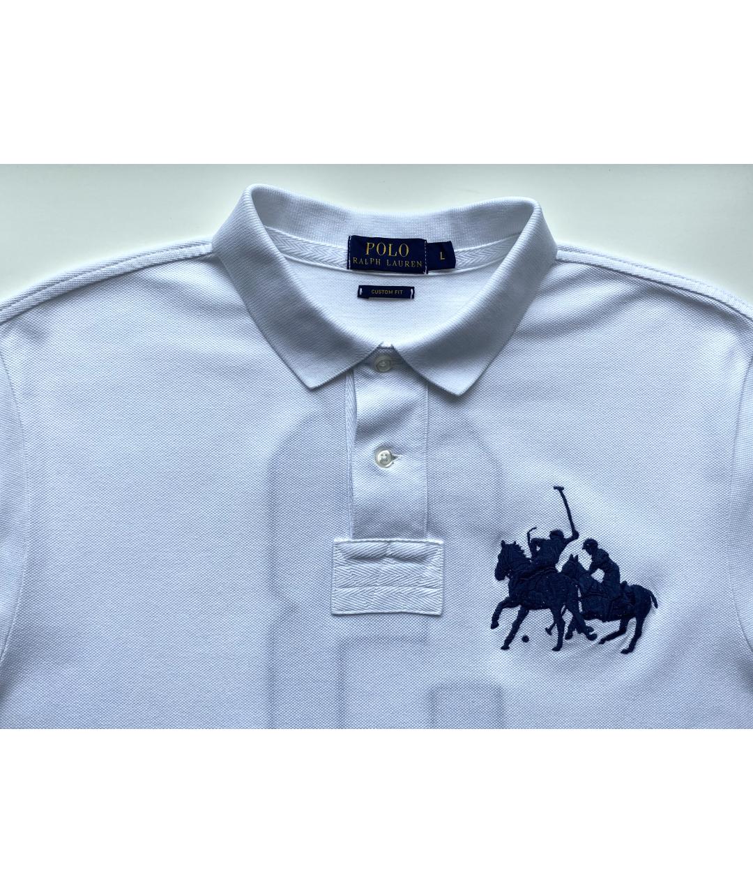 POLO RALPH LAUREN Белое хлопковое поло с коротким рукавом, фото 3
