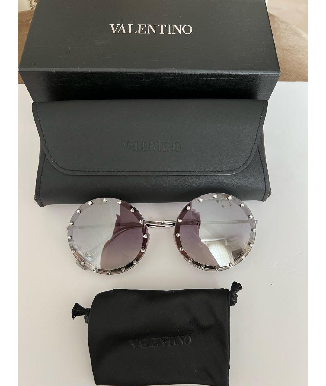 VALENTINO Серебряные металлические солнцезащитные очки, фото 6